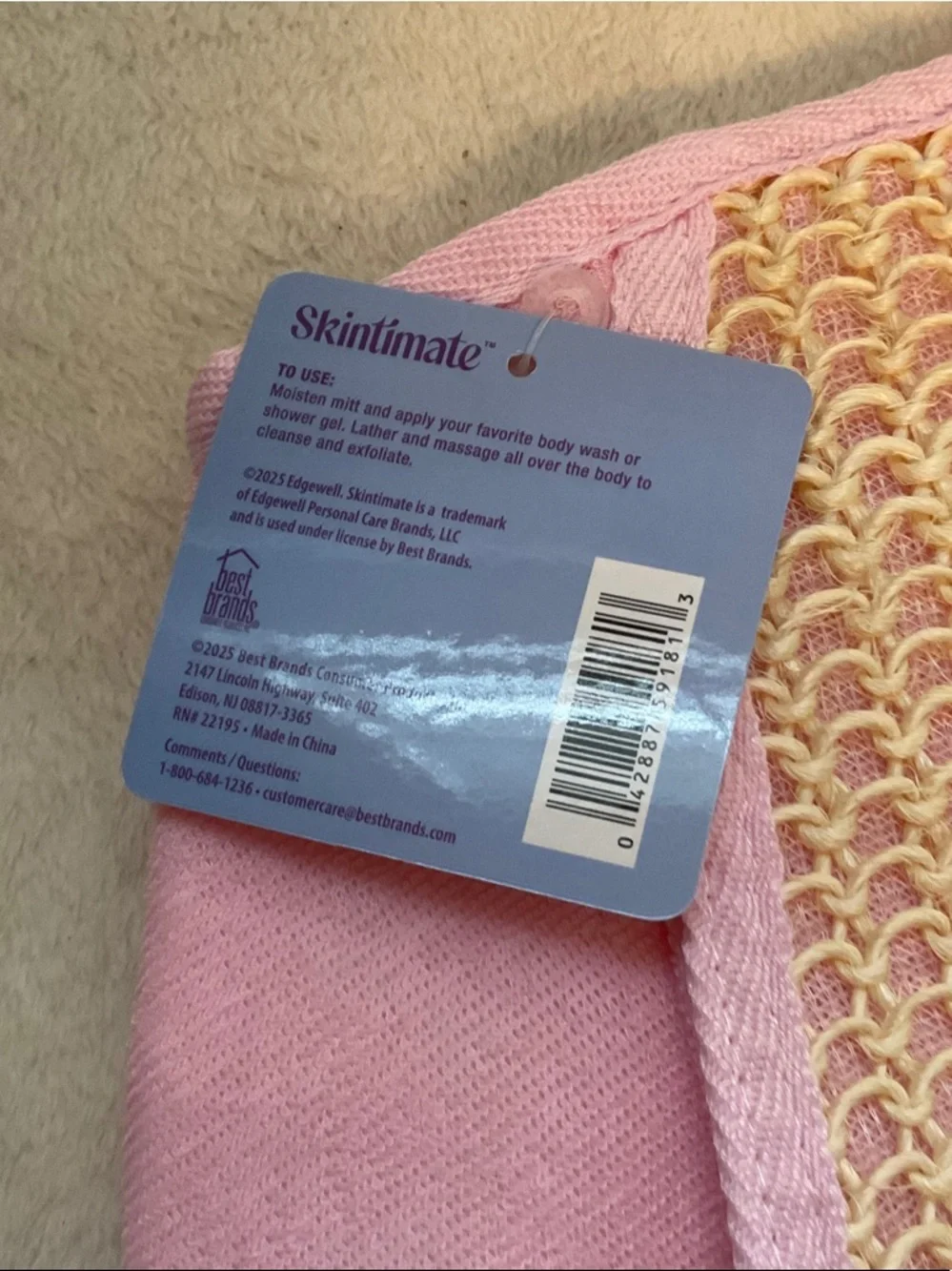Exfoliating Bath Mitt – Pink & Cream Dual-Texture Cleanser